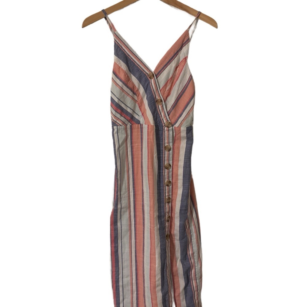 Chic Striped Button-Front Midi Dress - image 2